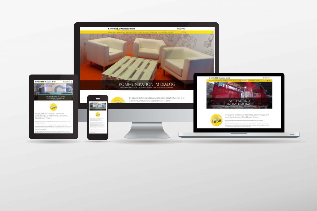 responsives Webdesign dargestellt an unterschiedlichen Endgeräten