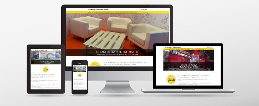 responsives Webdesign dargestellt an unterschiedlichen Endgeräten