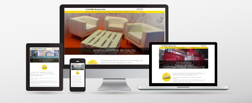 responsives Webdesign dargestellt an unterschiedlichen Endgeräten